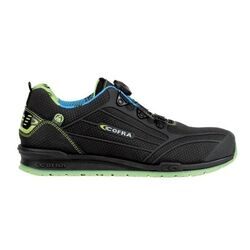 BURST ESD S3S CI FO SR CHAUSSURE CUIR NOIR/TISSU VERT ACIDE/SEMELLE ANT.APT/ESD