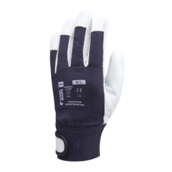 GANTS MA&Icirc;TRISE FLEUR CH&Egrave;VRE, JERSEY BLEU, MANCH.AG