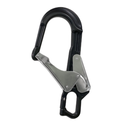 HUKA-1 - MOUSQUETON D'&Eacute;CHAFAUDAGE ALUMINIUM &Agrave; VERROUILLAGE AUTOMATIQUE AVEC ŒIL DE CONNEXION OUVRABLE